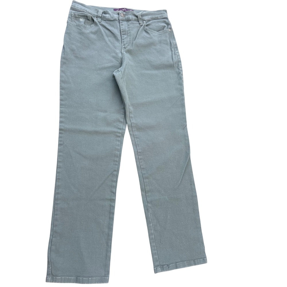 Gloria Vanderbilt Amanda High Rise Straight Leg Jeans Sage Green Size 6 Short - Picture 7 of 9